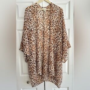 Aerie animal print neutral colors kimono one size layering lightweight sheer